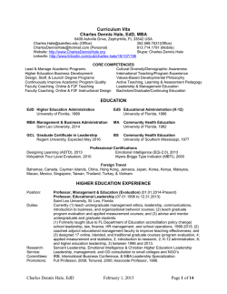 Charles Dennis Hale, EdD January 1, 2015 Page 1 of 14 Curriculum