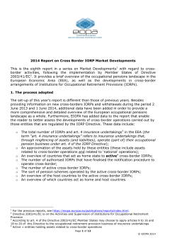2014 Report on Cross Border IORP Market - eiopa