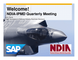 SAP Welcome - Day 1 - National Defense Industrial Association