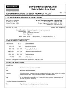 Dow Corning P5200 Material Safety Data Sheet
