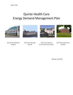 Quinte Health Care Energy Demand Management Plan