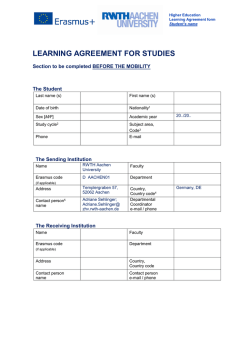 LEARNING AGREEMENT FOR STUDIES