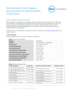 Dell SonicWALL End of Support Announcement for Dell SonicWALL