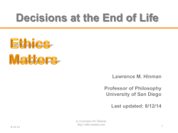 Decisions at the End of Life - Ethics Updates