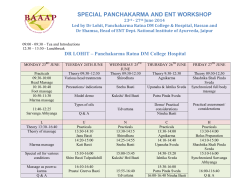SPECIAL PANCHAKARMA AND ENT WORKSHOP