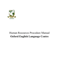 Recruitment Procedure Manual For Ozford English Language Centre