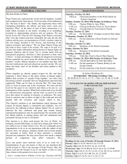 PASTORAL COLUMN - Saint Mary Magdalen Parish