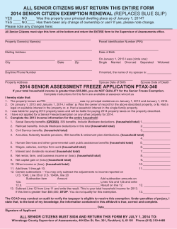 Senior Renewal/Freeze Application Form