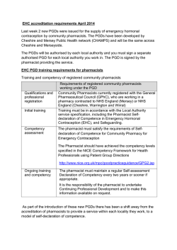 Information on training requirements for the EHC PGD and