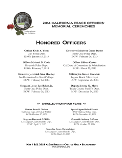 2014 honored officers - The California Peace Officers Memorial
