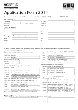 2014 ELA Student Enrolment Form