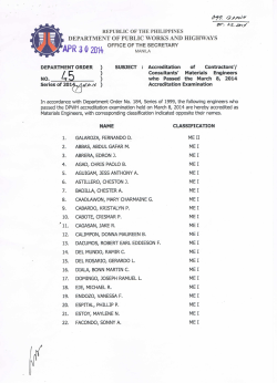 Materials Engineers who Passed the March 8, 2014