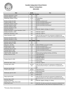 District Testing Calendar - Humble Independent School District