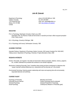 John Zelenski CV - Carleton University