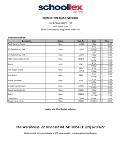Uniform Price List - Dominion Road School