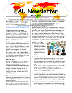 EAL Newsletter - Winnipeg School Division