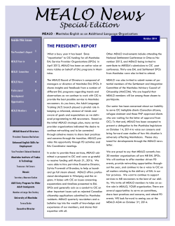 MEALO Newsletter – October 2014