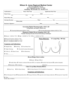 Breast Imaging Order Form (PDF) - Wilson N. Jones Medical Center
