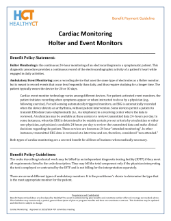 Cardiac Monitoring Holter and Event Monitors