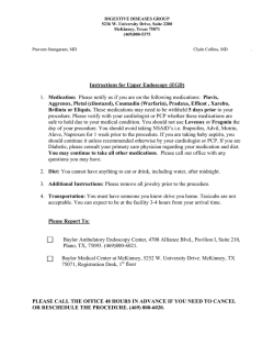 Instructions for Upper Endoscopy (EGD)
