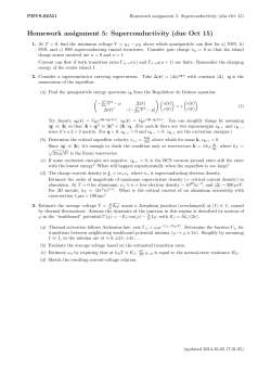 Homework assignment 5: Superconductivity (due Oct 15)