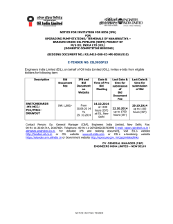 E-TENDER NO. EIL5020P15 Engineers India Limited (EIL), on