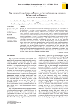 Egg consumption: patterns, preferences and perceptions among
