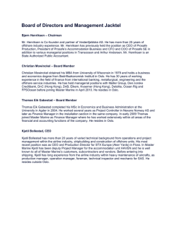 Board of Directors and Management Jacktel