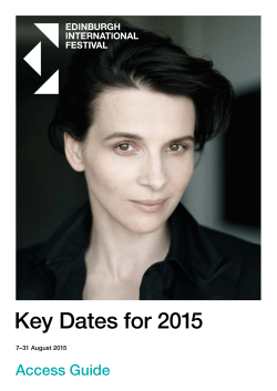 Key Dates for 2015 - Edinburgh International Festival