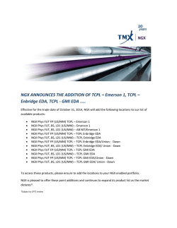 NGX ANNOUNCES THE ADDITION OF TCPL &ndash; Emerson 1, TCPL