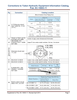 Corrections to Yuken Hydraulic Equipment Information Catalog, Pub