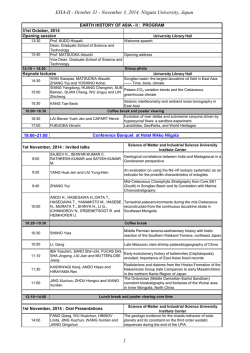 EHA-II - October 31 - November 3, 2014, Niigata University, Japan 1