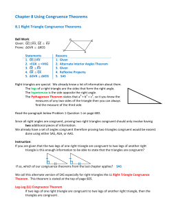 Chapter 8 Using Congruence Theorems
