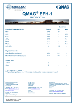 Product Data Sheet EFH 1 - QMAG :: Queensland Magnesia