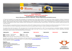 25-26 October 2014 Shell Eco-Marathon – The First for South