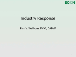 Industry Response Link V. Welborn, DVM, DABVP