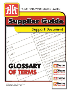 HHSL Supplier Guide Glossary of Terms Version