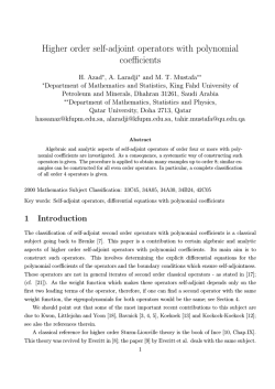 Higher order self-adjoint operators with polynomial