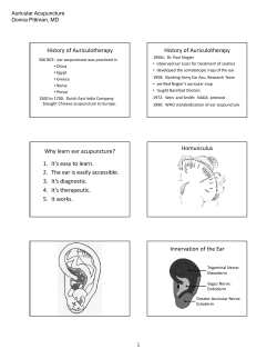 History of Auriculotherapy History of Auriculotherapy Why learn ear