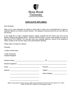 DUPLICATE DIPLOMAS - Stony Brook University