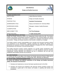 JOB PROFILE Design and Quality Assurance I. POST