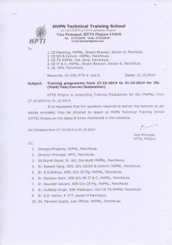 HPTI training schedule from 27.10.2014 to 31.10.2014