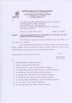 HPTI training schedule from 27.10.2014 to 31.10.2014