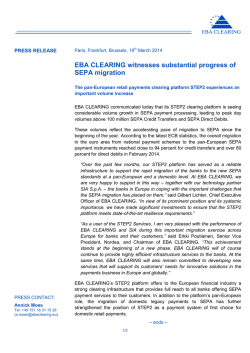 EBA CLEARING witnesses substantial progress of SEPA migration