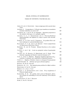 ISRAEL JOURNAL OF MATHEMATICS TABLE OF CONTENTS