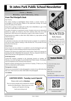 SJP Newsletter Week 5 Term 1 - St Johns Park Public School