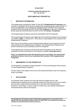 16 April 2014 Endowment Bond Exchange Ltd ACN 152 287