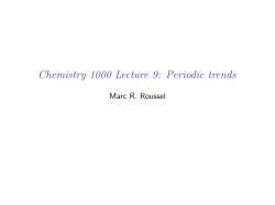 Chemistry 1000 Lecture 9: Periodic trends