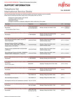 SUPPORT INFORMATION Telephone list - Fujitsu