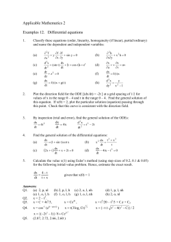 Applicable Mathematics 2 Examples 12. Differential equations